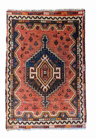 140 x 104 cm Shiraz Traditional Orange Rug - Rugoutlet
