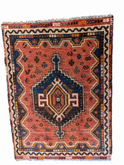 140 x 104 cm Shiraz Traditional Orange Rug - Rugmaster
