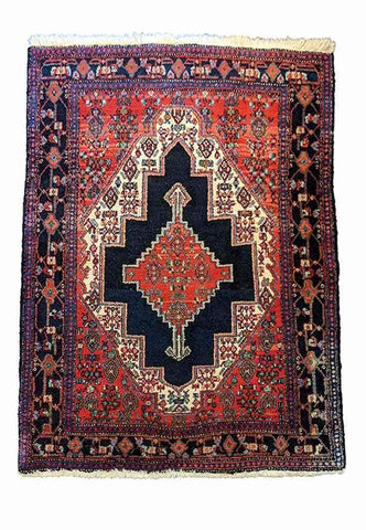140 x 115 cm Senneh Traditional Red Rug - Rugoutlet