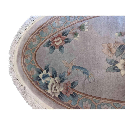 140 x 80 cm Chinese oval lilac Rug - Rugmaster