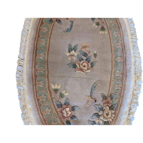 140 x 80 cm Chinese oval lilac Rug - Rugoutlet