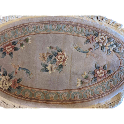 140 x 80 cm Chinese oval lilac Rug - Rugmaster