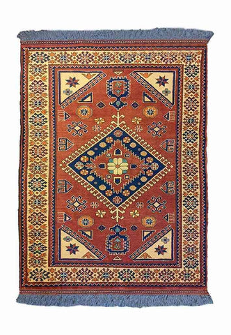 141 x 100 cm Fine Afghan Tribal Orange Rug - Rugoutlet