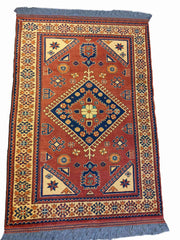 141 x 100 cm Fine Afghan Tribal Orange Rug - Rugmaster