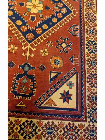 141 x 100 cm Fine Afghan Tribal Orange Rug - Rugoutlet