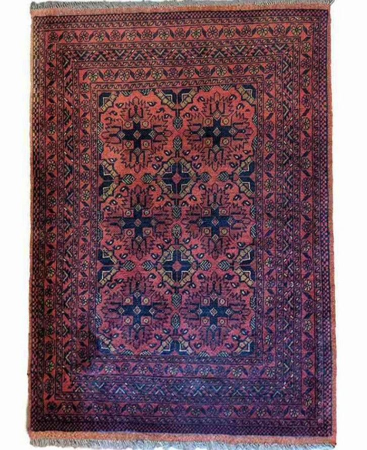 141 x 103 cm Afghan Khan Tribal Red Rug - Rugoutlet