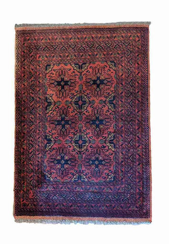 141 x 103 cm Afghan Khan Tribal Red Rug - Rugoutlet