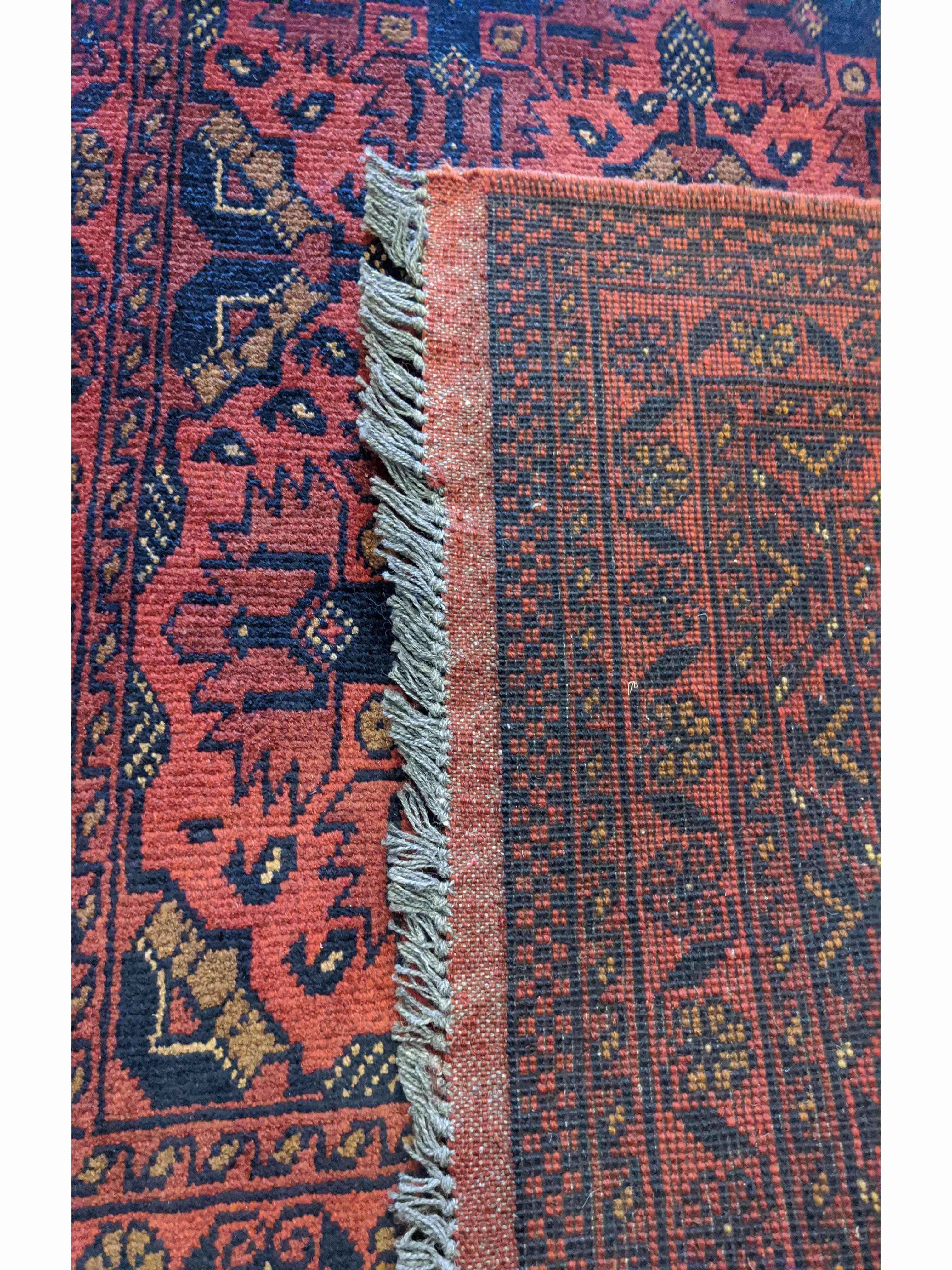 141 x 103 cm Afghan Khan Tribal Red Rug - Rugoutlet