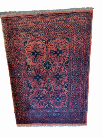 141 x 103 cm Afghan Khan Tribal Red Rug - Rugoutlet