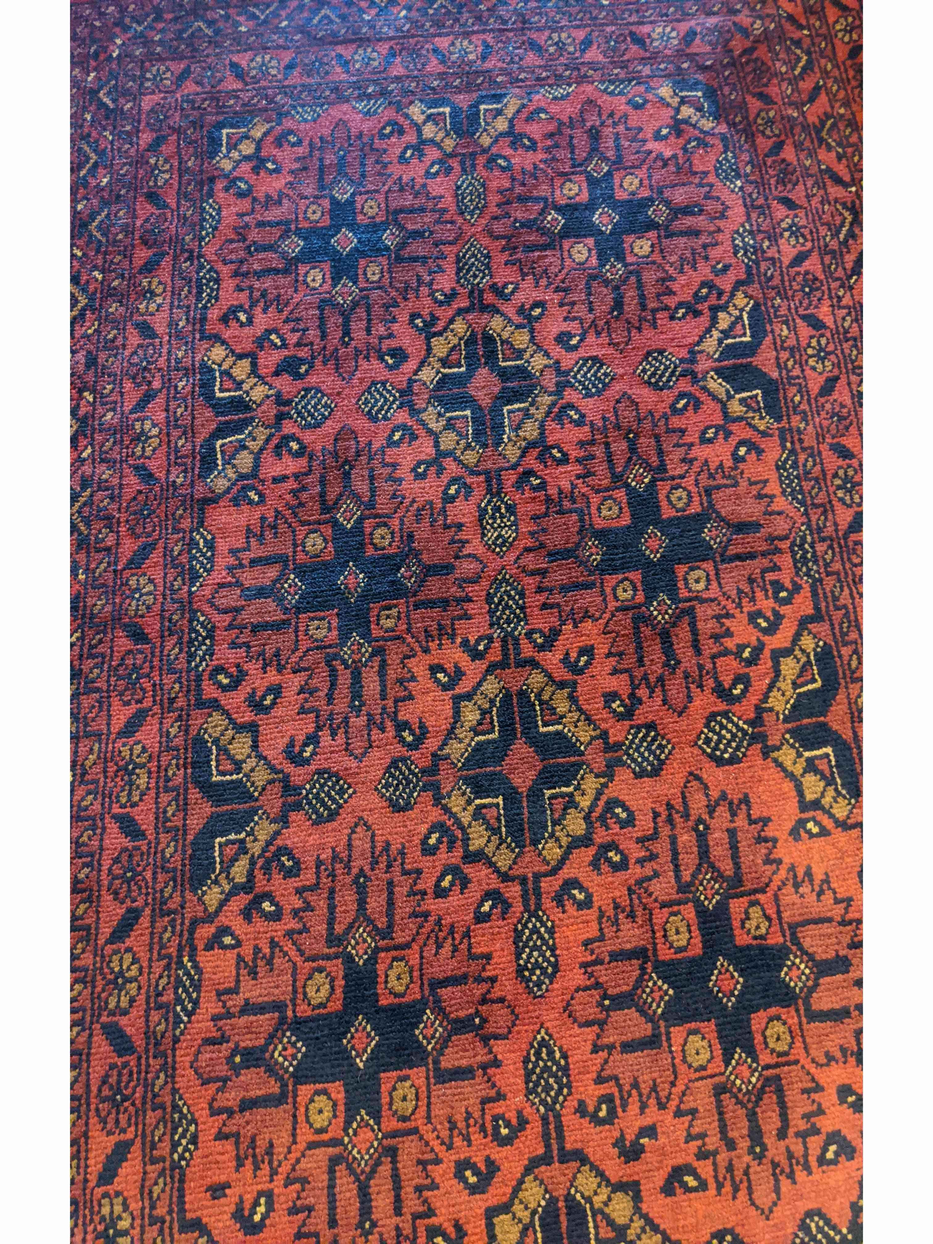 141 x 103 cm Afghan Khan Tribal Red Rug - Rugoutlet