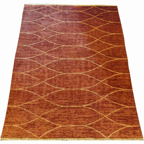 141 x 190 cm Handmade Natural Dyes Red Rug - Rugoutlet