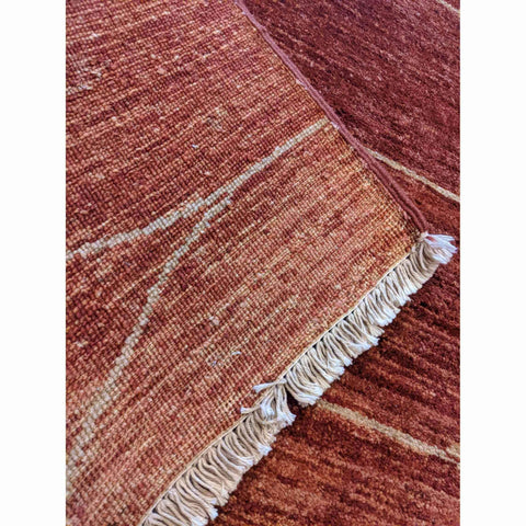 141 x 190 cm Handmade Natural Modern Red Small Rug - Rugmaster