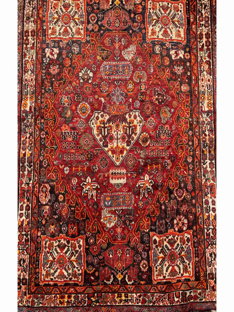 142 x 100 cm Qashqai Tribal Red Rug - Rugoutlet