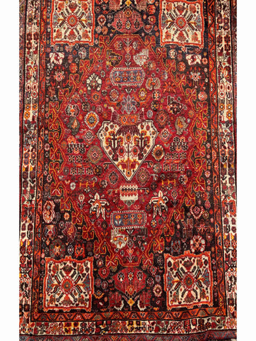 142 x 100 cm Qashqai Tribal Red Rug - Rugoutlet
