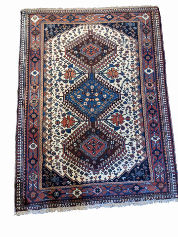 142 x 108 cm Yalameh Tribal White Rug - Rugoutlet
