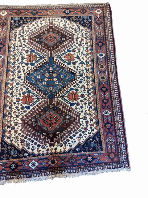 142 x 108 cm Yalameh Tribal White Rug - Rugoutlet