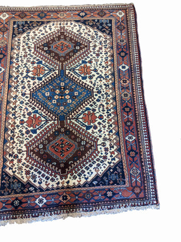 142 x 108 cm Yalameh Tribal White Rug - Rugoutlet