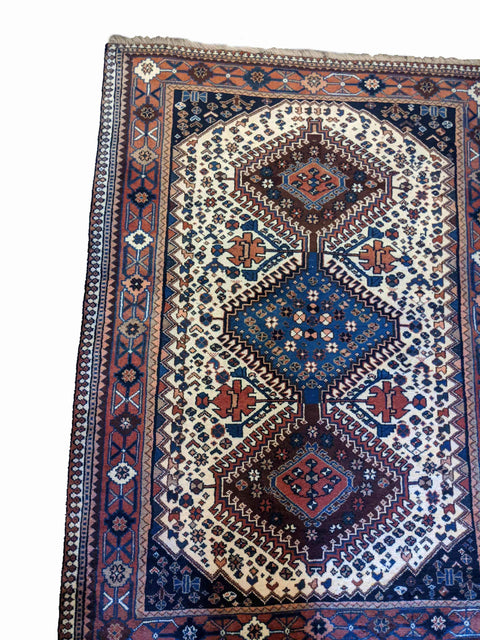 142 x 108 cm Yalameh Tribal White Rug - Rugoutlet