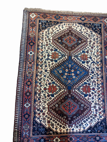 142 x 108 cm Yalameh Tribal White Rug - Rugoutlet