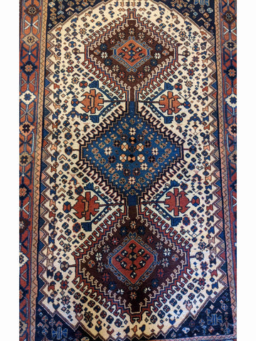 142 x 108 cm Yalameh Tribal White Rug - Rugoutlet