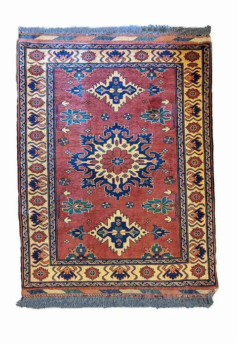 142 x 109 cm Fine Afghan Tribal Red Rug - Rugoutlet