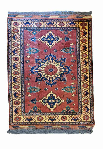 142 x 109 cm Fine Afghan Tribal Red Rug - Rugoutlet