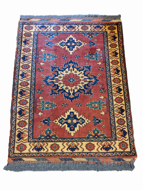 142 x 109 cm Fine Afghan Tribal Red Rug - Rugoutlet