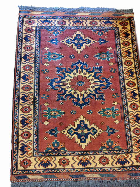 142 x 109 cm Fine Afghan Tribal Red Rug - Rugoutlet