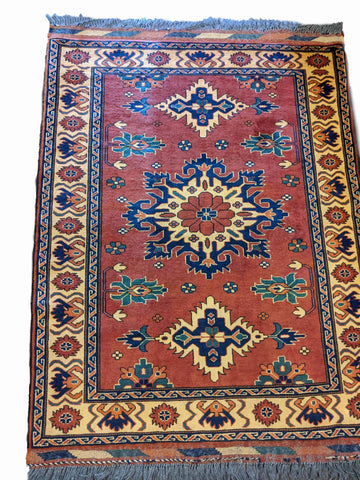 142 x 109 cm Fine Afghan Tribal Red Rug - Rugoutlet