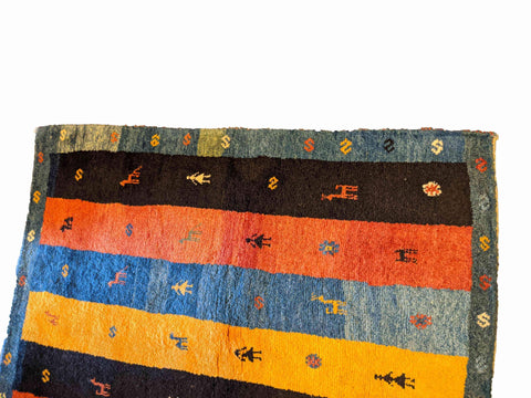 142 x 111 cm Persian Gabbeh Tribal Multi coloured Rug - Rugoutlet