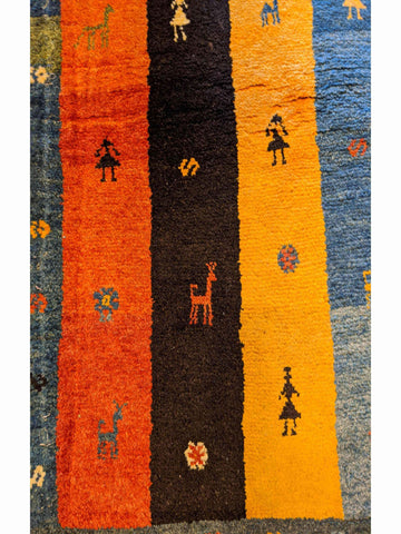142 x 111 cm Persian Gabbeh Tribal Multi coloured Rug - Rugoutlet