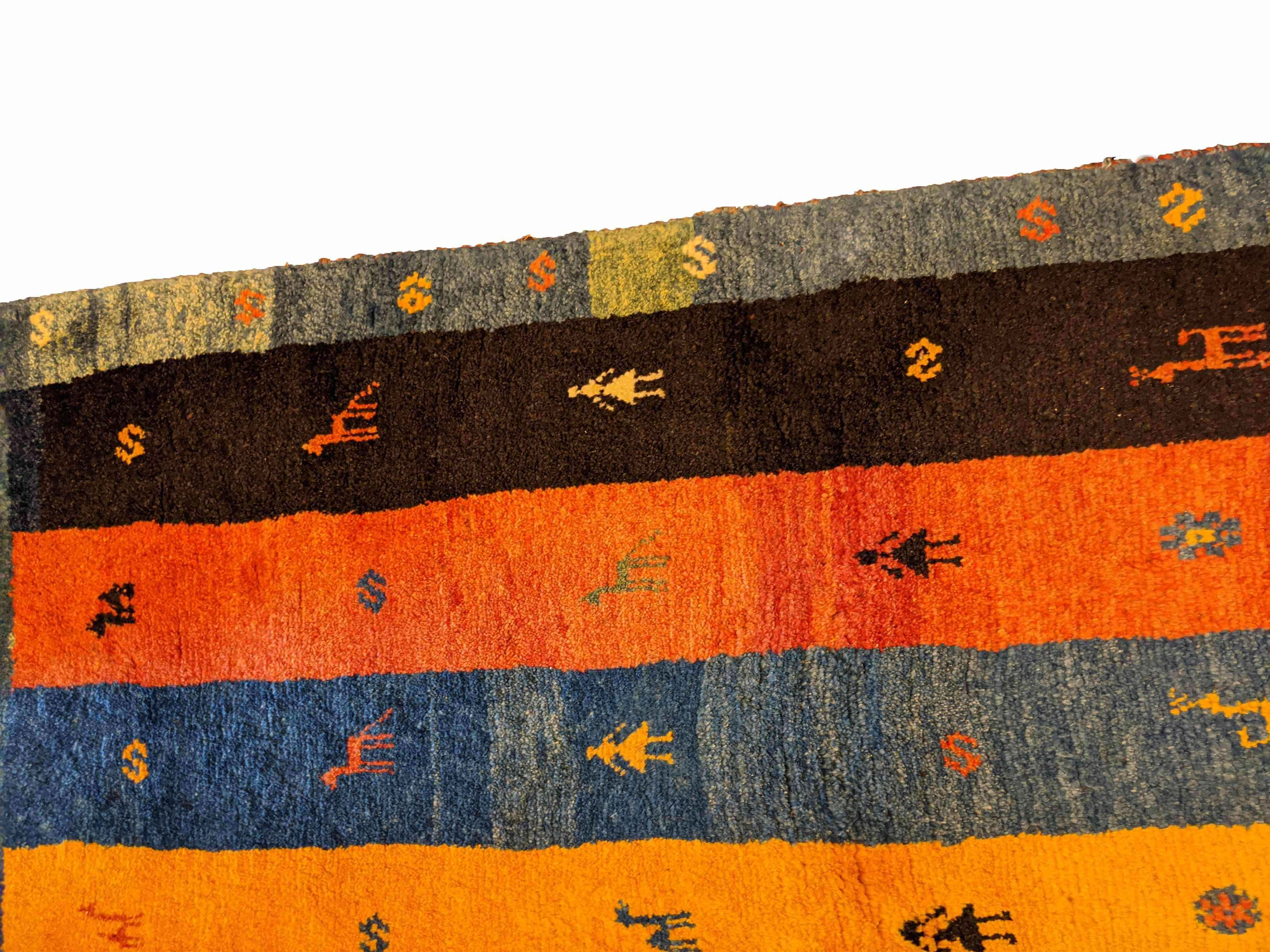 142 x 111 cm Persian Gabbeh Tribal Multi coloured Rug - Rugmaster