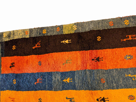 142 x 111 cm Persian Gabbeh Tribal Multi coloured Rug - Rugoutlet