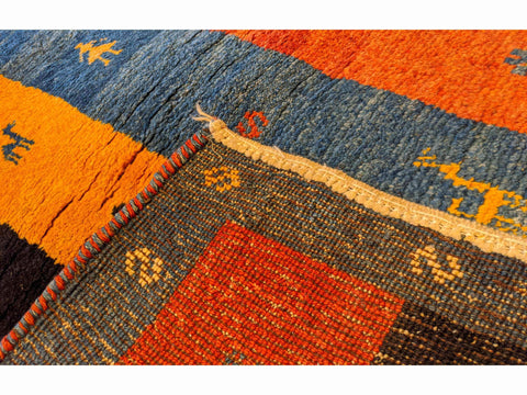 142 x 111 cm Persian Gabbeh Tribal Multi coloured Rug - Rugoutlet