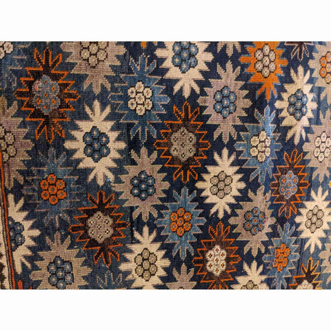 142 x 118 cm Old Kazak Blue Small Rug - Rugoutlet