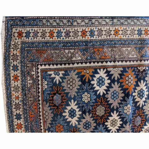 142 x 118 cm Old Kazak Blue Small Rug - Rugoutlet