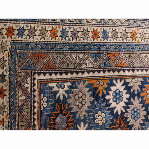 142 x 118 cm Old Kazak Blue Small Rug - Rugoutlet