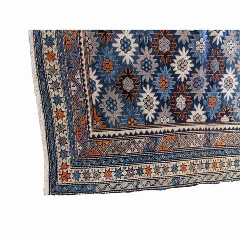 142 x 118 cm Old Kazak Blue Small Rug - Rugoutlet
