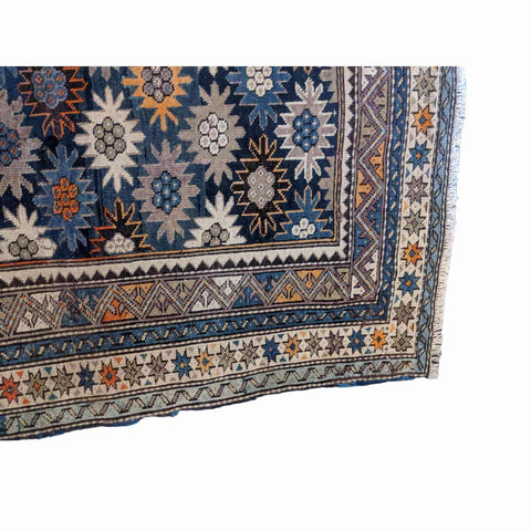 142 x 118 cm Old Kazak Blue Small Rug - Rugoutlet