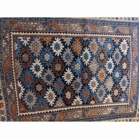 142 x 118 cm Old Kazak Blue Small Rug - Rugoutlet
