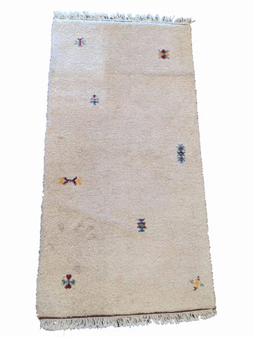 142 x 70 cm Persian Gabbeh Tribal White Rug - Rugoutlet