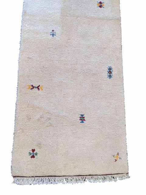 142 x 70 cm Persian Gabbeh Tribal White Rug - Rugoutlet
