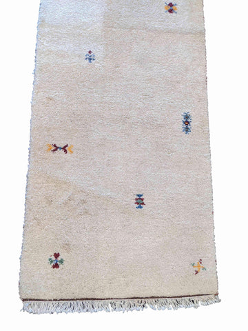 142 x 70 cm Persian Gabbeh Tribal White Rug - Rugoutlet