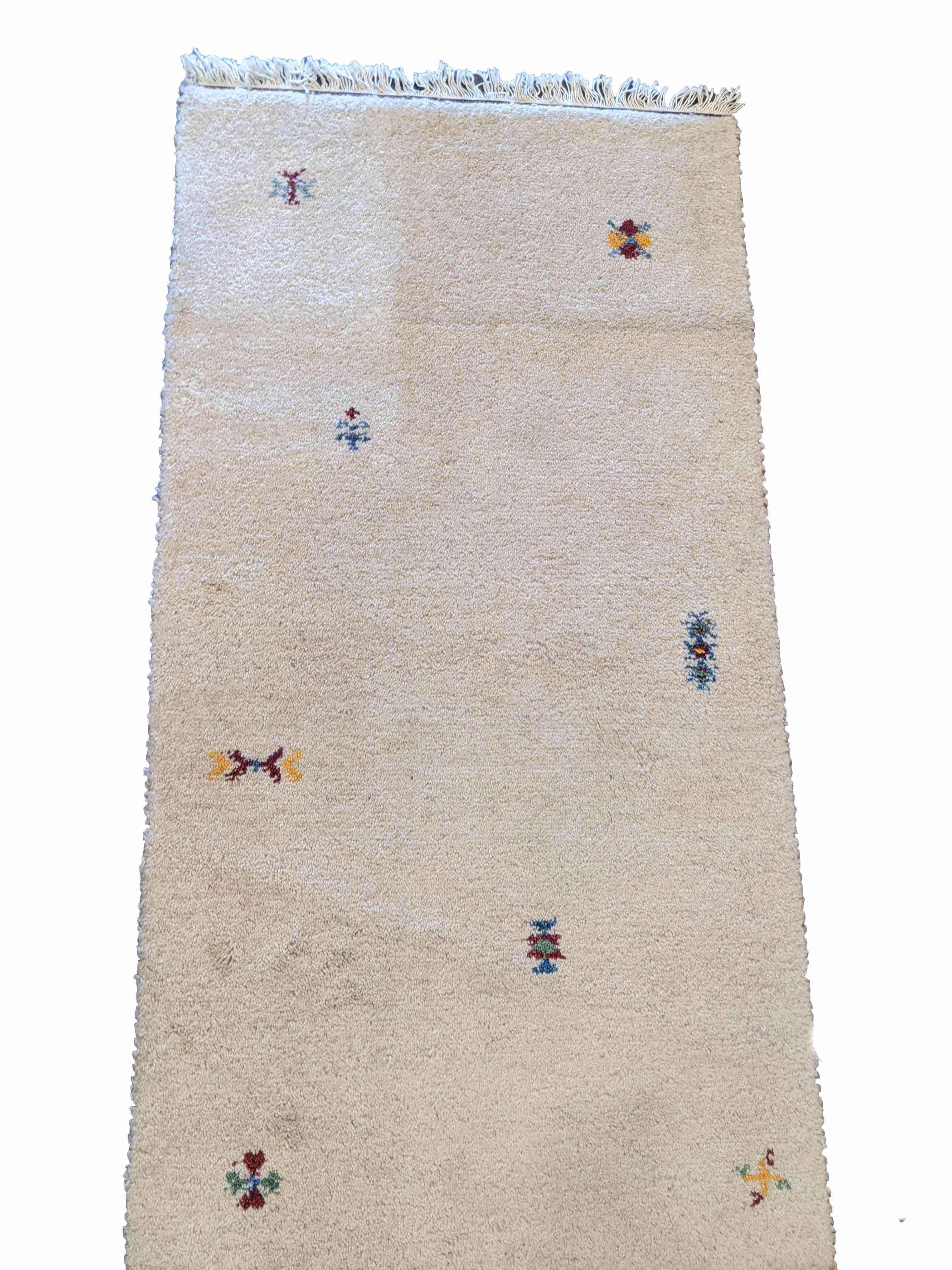 142 x 70 cm Persian Gabbeh Tribal White Rug - Rugmaster