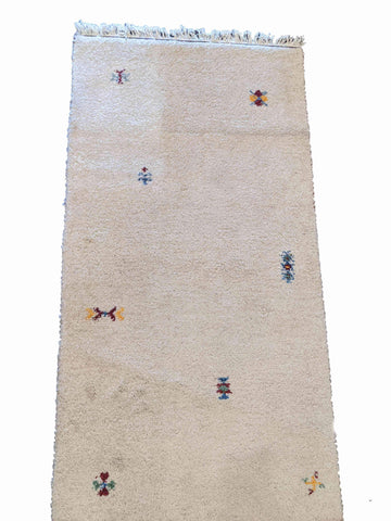 142 x 70 cm Persian Gabbeh Tribal White Rug - Rugoutlet
