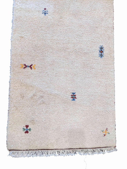 142 x 70 cm Persian Gabbeh Tribal White Rug - Rugoutlet