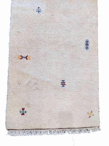 142 x 70 cm Persian Gabbeh Tribal White Rug - Rugoutlet
