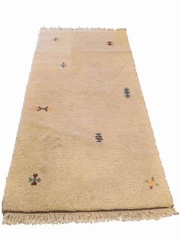 142 x 70 cm Persian Gabbeh Tribal White Rug - Rugoutlet