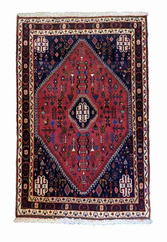 143 x 100 cm Qashqai Tribal Blue Rug - Rugoutlet
