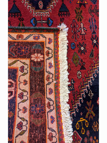 143 x 100 cm Qashqai Tribal Blue Rug - Rugoutlet